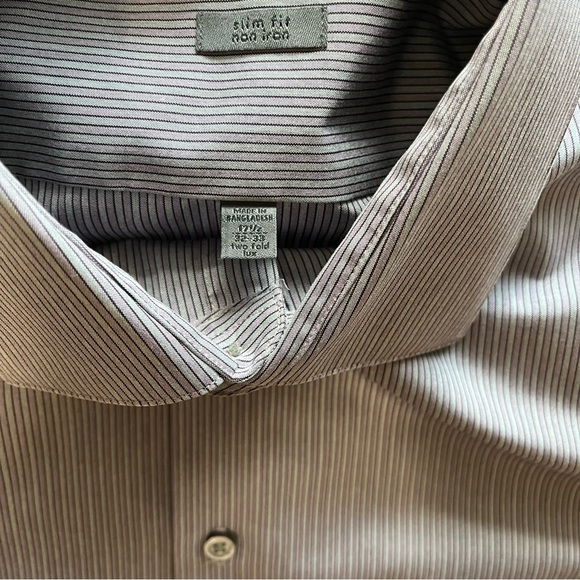 CK Calvin Klein Slim Fit Non Iron Button Up Long Sleeve Shirt Purple Gray 17 1/2 - Picture 5 of 9